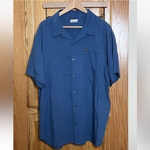 Columbia Shirt Mens 2XL Short Sleeve Button Up Blue Outdoors Hiking Camping